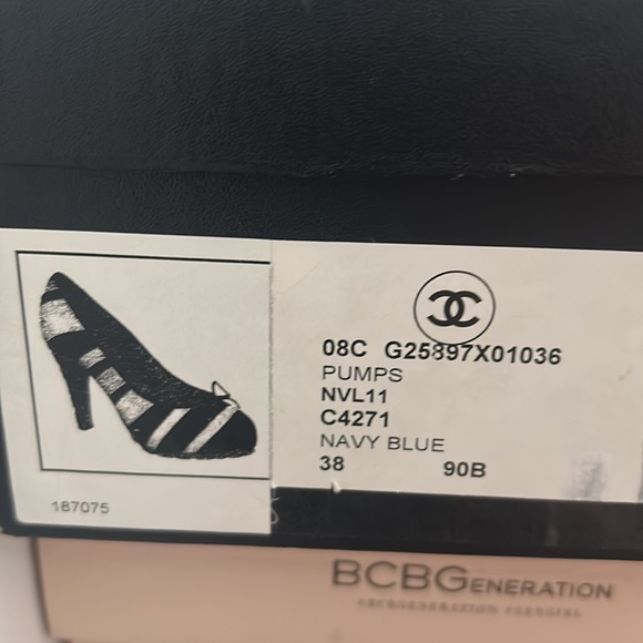 CHANEL - Chanel Multicolor Suede CC
Striped Cork Heel Pumps - Size 38 - Picture 8 of 8